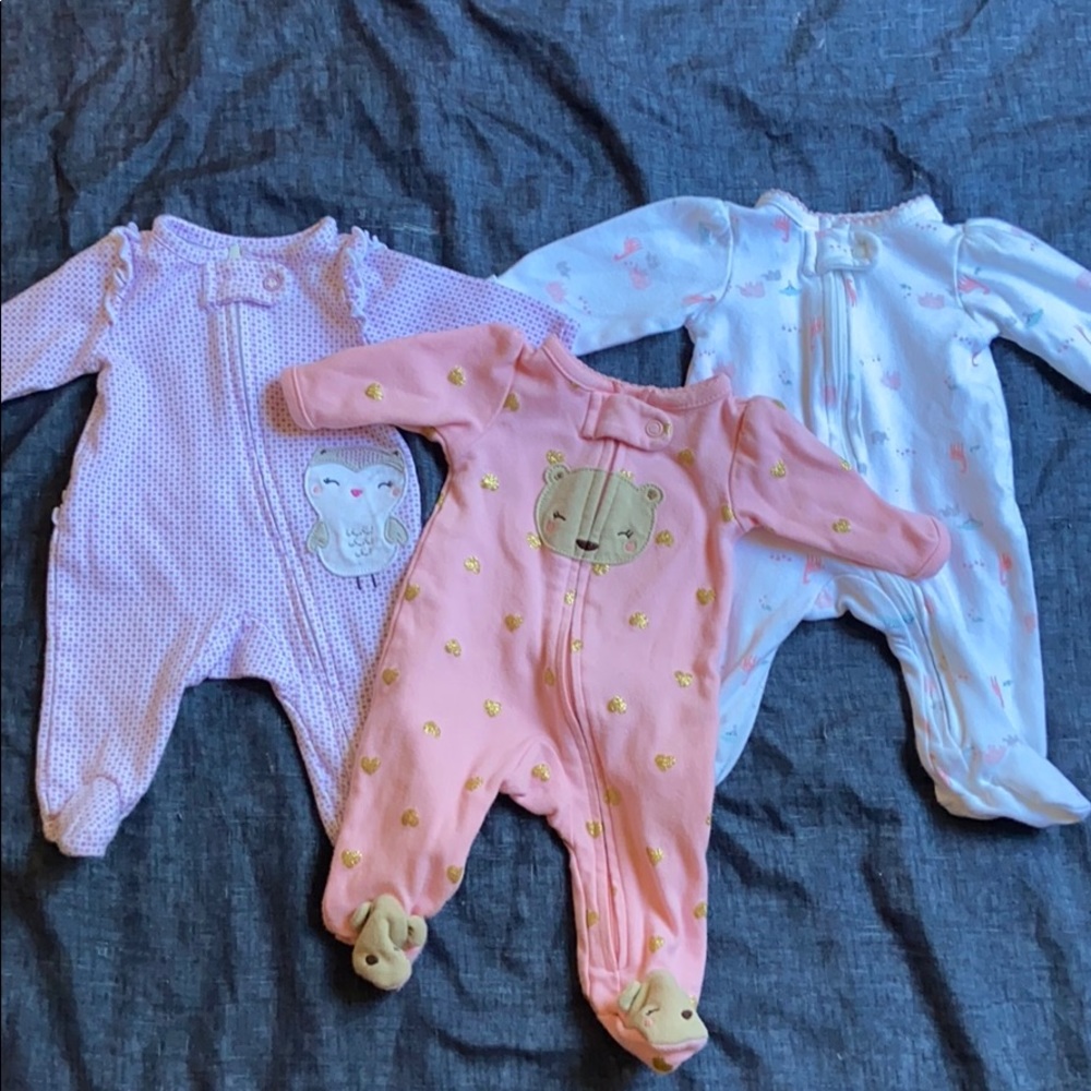 Premie Baby Girls Sleepers Lot